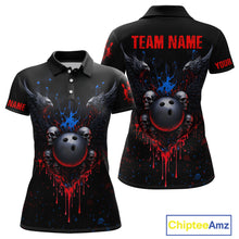 Load image into Gallery viewer, Custom Eagle Skull Bowling Women Shirts Bowling Uniform Polo &amp; 1/4 Zip Bowling Team Jerseys HNT102