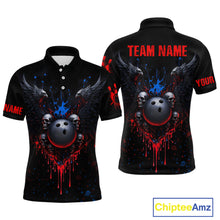 Load image into Gallery viewer, Custom Eagle Skull Bowling Men Shirts Bowling Uniform Polo &amp; 1/4 Zip Bowling Team Jerseys HNT102