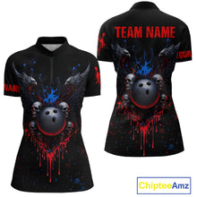Load image into Gallery viewer, Custom Eagle Skull Bowling Women Shirts Bowling Uniform Polo &amp; 1/4 Zip Bowling Team Jerseys HNT102