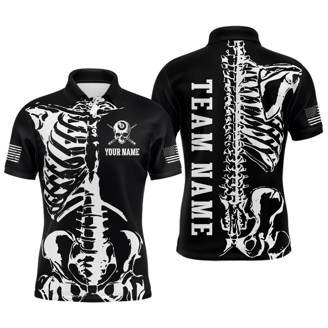 Custom Skull Bone 8 Ball Billiard Shirts for Men Billiard Team Jerseys Polo & 1/4 Zip Shirts NNT47
