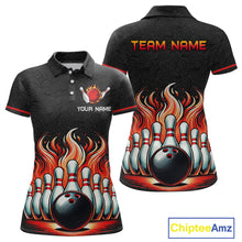 Load image into Gallery viewer, Flame Bowling Custom Women Bowling Shirt Polo &amp; Quarter-Zip Bowling Team Jerseys HNT56