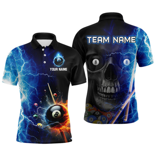 Custom Skull Thunder Billiard Shirts for Men Billiard Team Jerseys Polo & 1/4 Zip Shirts NNT44
