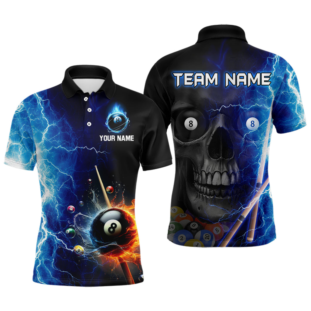 Custom Skull Thunder Billiard Shirts for Men Billiard Team Jerseys Polo & 1/4 Zip Shirts NNT44