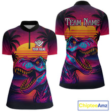 Load image into Gallery viewer, Custom Neon Dinosaur 8 Ball Billiard Shirt for Men Polo &amp; Quarter-Zip Billiard Team Jerseys NNT81