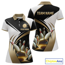 Load image into Gallery viewer, Gold Bowling Custom Women Bowling Shirt Polo &amp; Quarter-Zip Bowling Team Jerseys HNT61