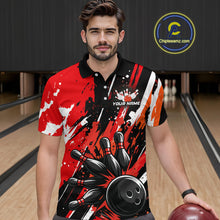 Load image into Gallery viewer, Custom Red Bowling Jersey for Men Bowling Uniform Polo &amp; 1/4 Zip Bowling Team Shirts HNT105