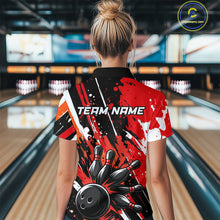 Load image into Gallery viewer, Custom Red Bowling Jersey for Women Bowling Uniform Polo &amp; 1/4 Zip Bowling Team Shirts HNT105