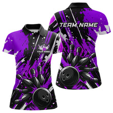 Load image into Gallery viewer, Custom Purple Bowling Jersey for Women Bowling Uniform Polo &amp; 1/4 Zip Bowling Team Shirts HNT105