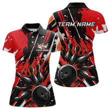 Load image into Gallery viewer, Custom Red Bowling Jersey for Women Bowling Uniform Polo &amp; 1/4 Zip Bowling Team Shirts HNT105