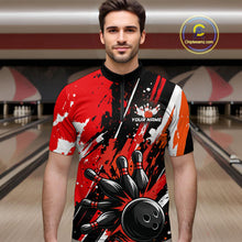 Load image into Gallery viewer, Custom Red Bowling Jersey for Men Bowling Uniform Polo &amp; 1/4 Zip Bowling Team Shirts HNT105