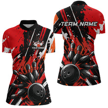 Load image into Gallery viewer, Custom Red Bowling Jersey for Women Bowling Uniform Polo &amp; 1/4 Zip Bowling Team Shirts HNT105