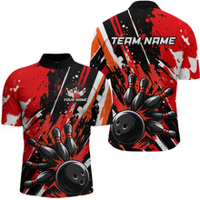 Load image into Gallery viewer, Custom Red Bowling Jersey for Men Bowling Uniform Polo &amp; 1/4 Zip Bowling Team Shirts HNT105