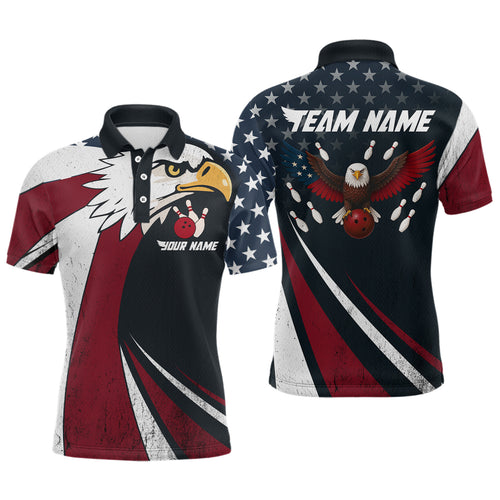 Eagel Bowling Custom Men Bowling Shirt Polo & Quarter-Zip Bowling Team Jerseys HNT63
