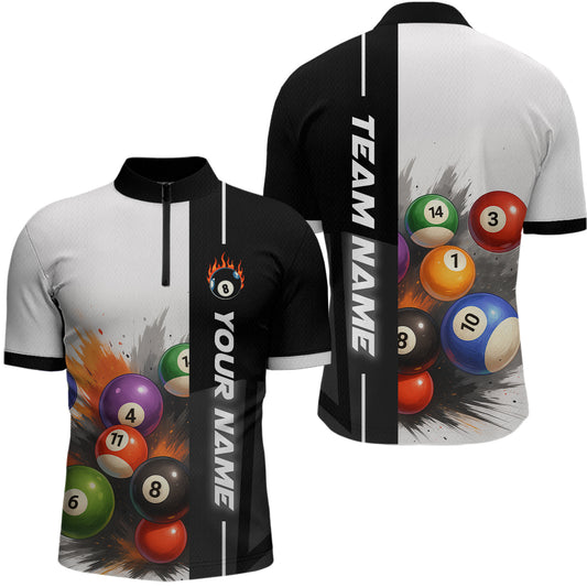 Personalized Men Billiard Shirts Ball Pool Polo & 1/4 Zip Billiard Team Jerseys Billiard Shirt NNT59