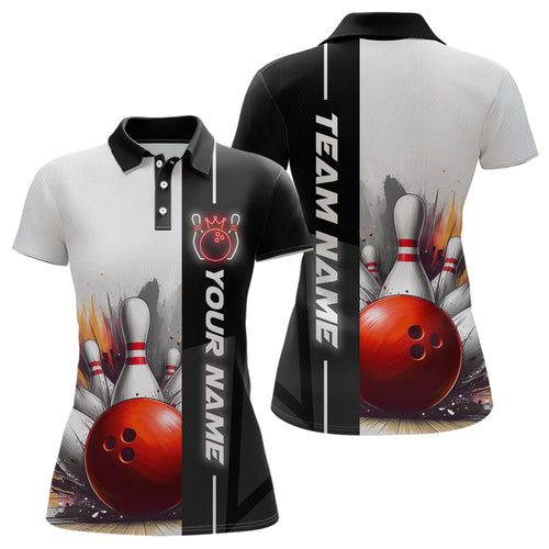 Custom Bowling Jersey for Women Bowling Gifts for Women Bowling Team Shirts with Name Polo & 1/4 Zip HNT25