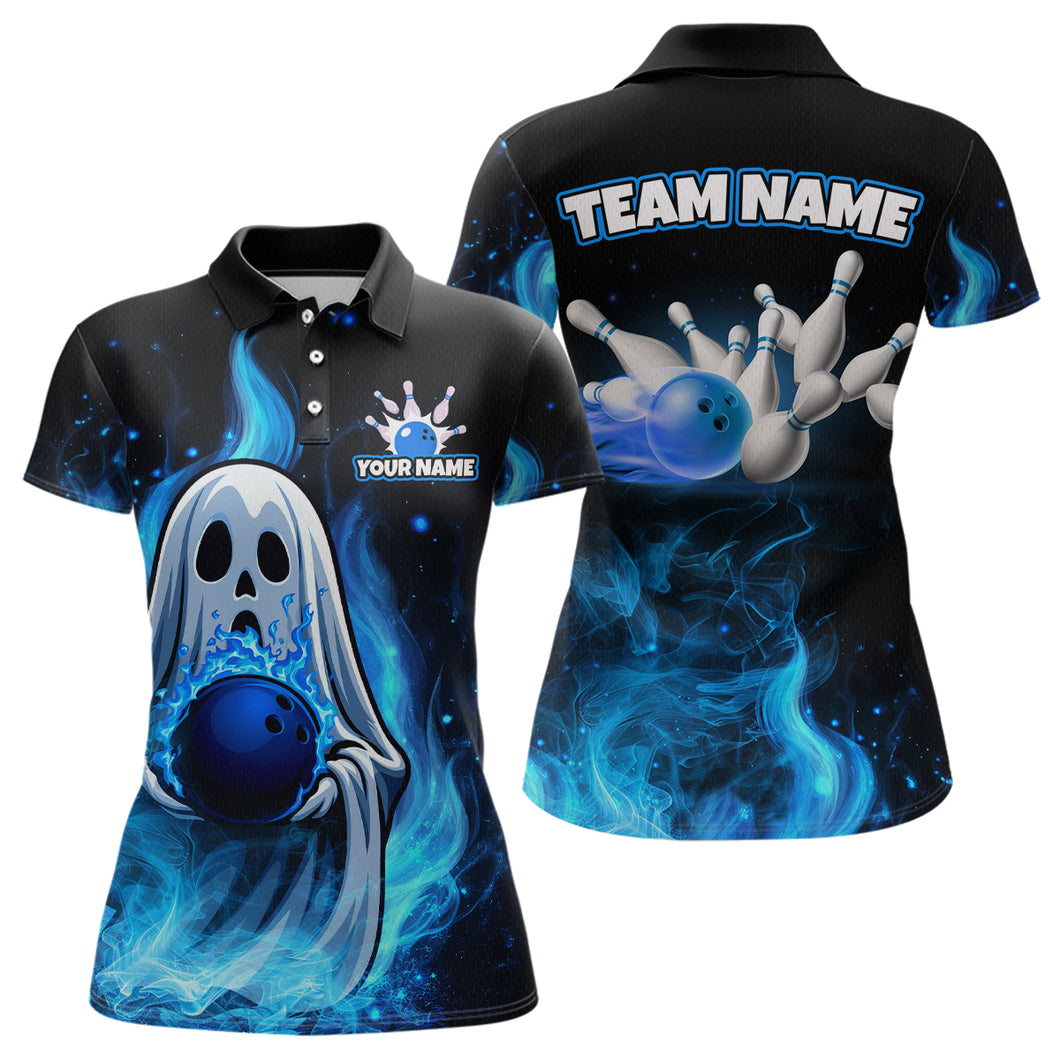 Custom Funny Ghost Halloween Bowling Jersey for Women Polo & 1/4 Zip Bowling Team Shirts HNT121