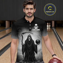 Load image into Gallery viewer, Custom Black Skeleton Bowling Jersey for Men Bowling Uniform Polo &amp; 1/4 Zip Bowling Team Shirts HNT110
