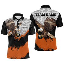 Load image into Gallery viewer, Funny Eagle Personalized Orange Camo Billiard 8 Ball Team Shirts For Men Billiard League Polo &amp; 1/4 Zip Shirt NNT28