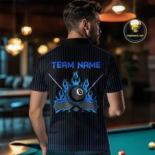 Load image into Gallery viewer, Custom Blue 8 Ball Flame Billiard Shirts for Men, Billiard Team Polo &amp; 1/4 Zip Shirts NNT62
