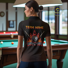 Load image into Gallery viewer, Custom Orange 8 Ball Flame Billiard Shirts for Women, Billiard Team Polo &amp; 1/4 Zip Shirts NNT62