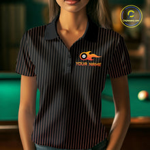 Load image into Gallery viewer, Custom Orange 8 Ball Flame Billiard Shirts for Women, Billiard Team Polo &amp; 1/4 Zip Shirts NNT62