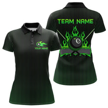 Load image into Gallery viewer, Custom Green 8 Ball Flame Billiard Shirts for Women, Billiard Team Polo &amp; 1/4 Zip Shirts NNT62