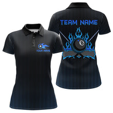 Load image into Gallery viewer, Custom Blue 8 Ball Flame Billiard Shirts for Women, Billiard Team Polo &amp; 1/4 Zip Shirts NNT62