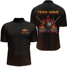 Load image into Gallery viewer, Custom Orange 8 Ball Flame Billiard Shirts for Men, Billiard Team Polo &amp; 1/4 Zip Shirts NNT62