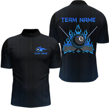 Load image into Gallery viewer, Custom Blue 8 Ball Flame Billiard Shirts for Men, Billiard Team Polo &amp; 1/4 Zip Shirts NNT62