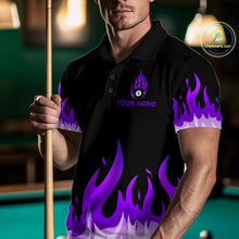 Load image into Gallery viewer, Custom Purple 8 Ball Pool Flame Billiard Shirts for Men Billiard Team Polo &amp; 1/4 Zip Shirts NNT63