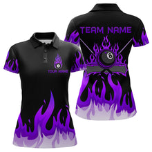 Load image into Gallery viewer, Custom Purple 8 Ball Pool Flame Billiard Shirts for Women Billiard Team Polo &amp; 1/4 Zip Shirts NNT63