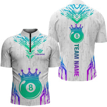 Load image into Gallery viewer, Custom White Neon 8 Ball Crown Billiard Shirts for Men and Team Polo &amp; 1/4 Zip Shirts NNT48