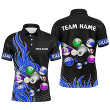 Load image into Gallery viewer, Custom Blue Flame Billiard Shirts for Men Billiard Team Jerseys Polo &amp; 1/4 Zip Shirts NNT45