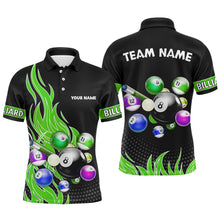 Load image into Gallery viewer, Custom Green Flame Billiard Shirts for Men Billiard Team Jerseys Polo &amp; 1/4 Zip Shirts NNT45