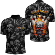 Load image into Gallery viewer, Men Skull Custom Bowling Team Shirts Unisex Bowling Men Short Sleeve Polo &amp; Quarter-Zip HNT42
