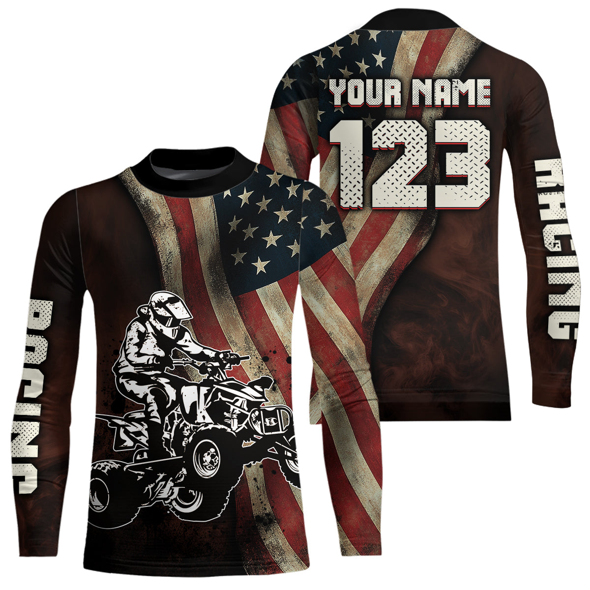 Custom US Flag ATV Motocross Quad Bike Jersey Racing Jersey Kid Adult UPF30+Off-Road Shirt ATV Shirt DNT13