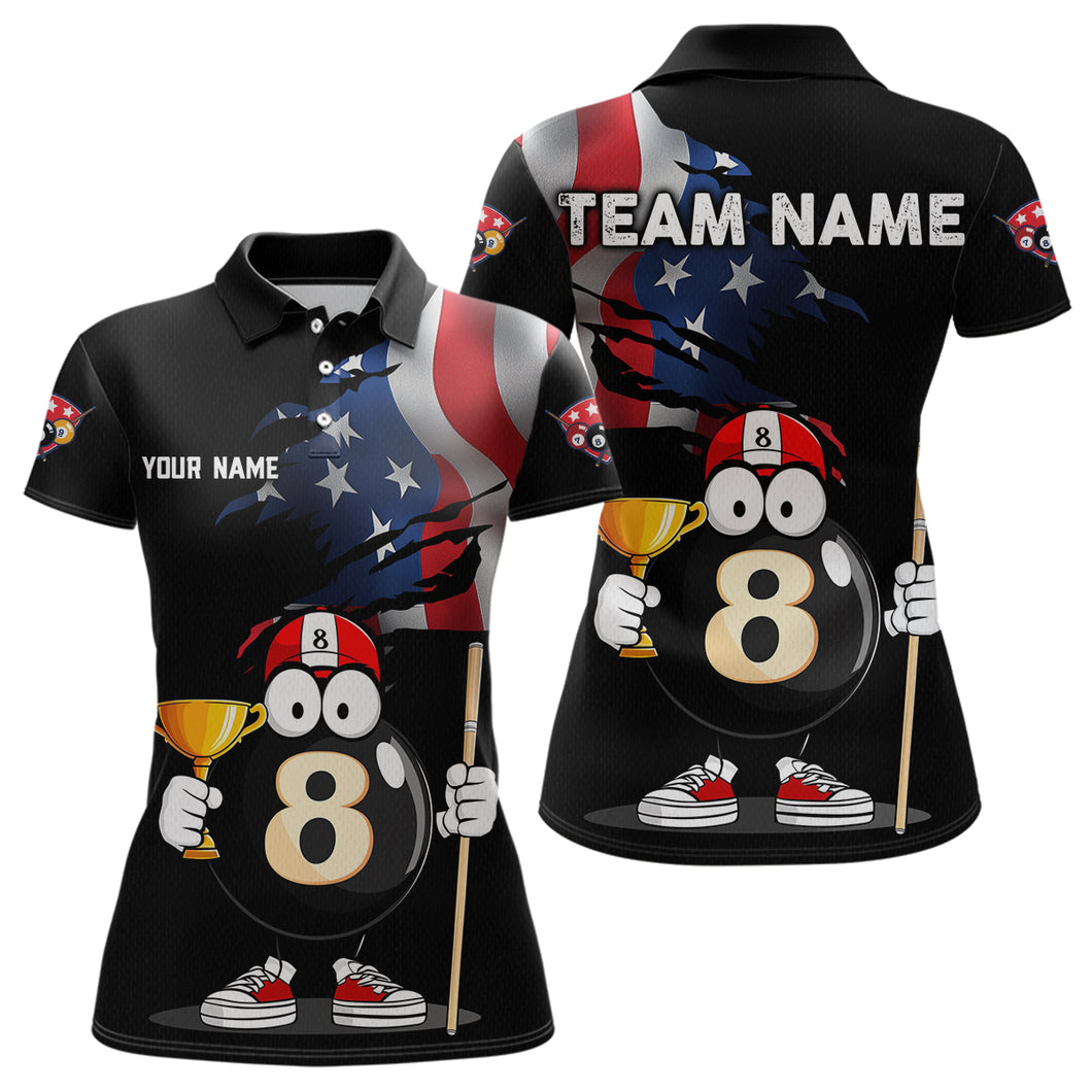 US Flag Funny 8 Ball Billiard Jersey Women Billiard Shirt for Men Team Polo & 1/4 Zip NNT12