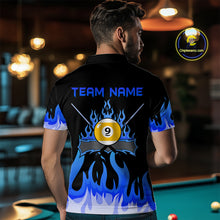 Load image into Gallery viewer, Custom 9 Ball Blue Flaming Billiard Shirts for Men Billiard Team Shirts Billiard League NNT73