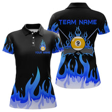 Load image into Gallery viewer, Custom 9 Ball Blue Flaming Billiard Shirts for Women Billiard Team Shirts Billiard League NNT73