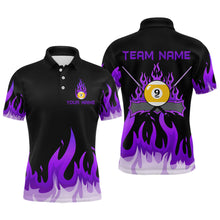 Load image into Gallery viewer, Custom 9 Ball Purple Flaming Billiard Shirts for Men Billiard Team Shirts Billiard League NNT73