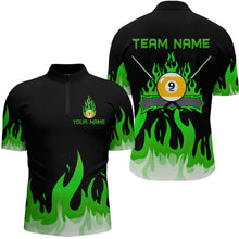 Load image into Gallery viewer, Custom 9 Ball Green Flaming Billiard Shirts for Men Billiard Team Shirts Billiard League NNT73