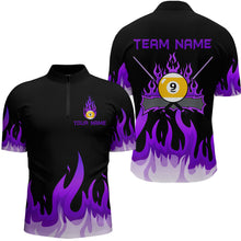 Load image into Gallery viewer, Custom 9 Ball Purple Flaming Billiard Shirts for Men Billiard Team Shirts Billiard League NNT73