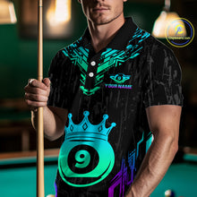 Load image into Gallery viewer, Custom Black 9 Ball Crown Neon Billiard Shirts for Men Billiard Team Shirts Billiard League NNT74