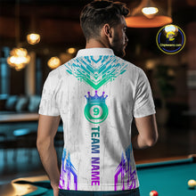 Load image into Gallery viewer, Custom White 9 Ball Crown Neon Billiard Shirts for Men Billiard Team Shirts Billiard League NNT74