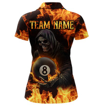 Load image into Gallery viewer, Flame Skeleton 8 Ball Billiard Shirts for Women Custom Billiard Team Shirts Polo &amp; 1/4 Zip NNT101