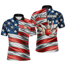 Load image into Gallery viewer, Custom American Flag Bowling Men Shirts Bowling Uniform Polo &amp; 1/4 Zip Bowling Team Jerseys HNT97