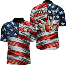 Load image into Gallery viewer, Custom American Flag Bowling Men Shirts Bowling Uniform Polo &amp; 1/4 Zip Bowling Team Jerseys HNT97