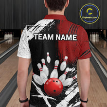 Load image into Gallery viewer, Custom Red Bowling Shirts for Men Polo &amp; Quarter-Zip Bowling Team Bowling League HNT83