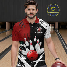 Load image into Gallery viewer, Custom Red Bowling Shirts for Men Polo &amp; Quarter-Zip Bowling Team Bowling League HNT83