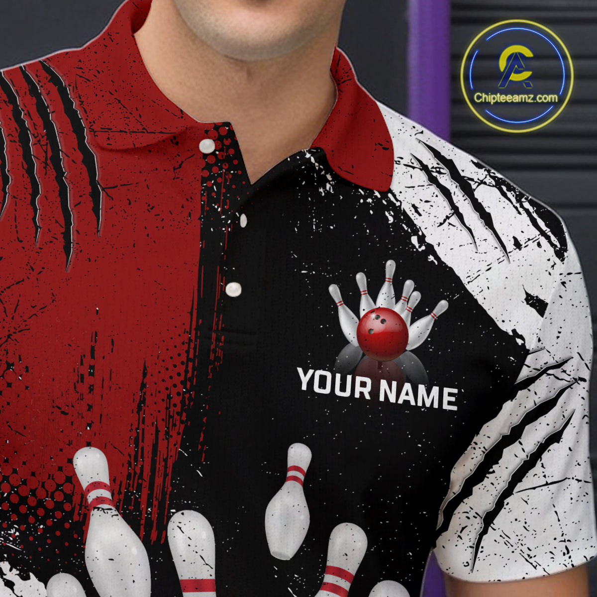 Custom Red Bowling Shirts for Men Polo & Quarter-Zip Bowling Team Bowling League HNT83